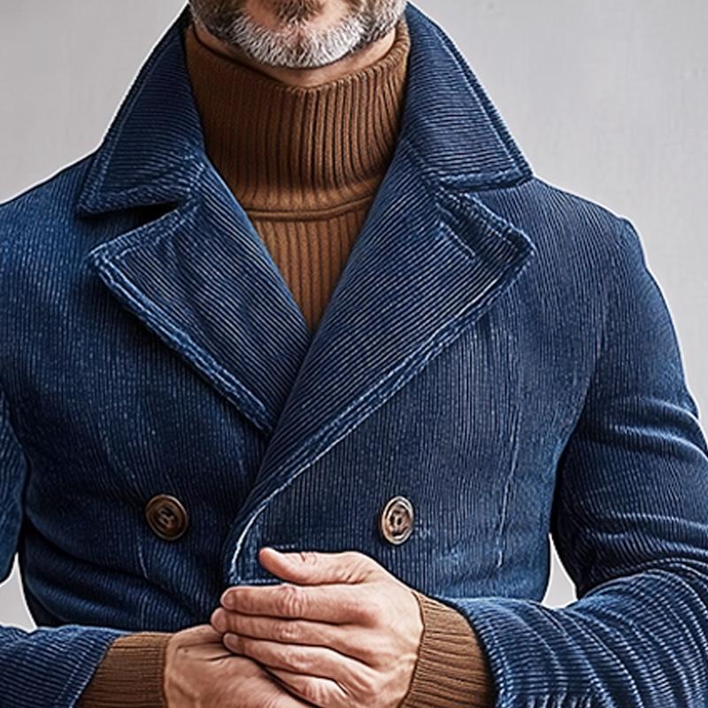Men's Corduroy Vintage Double Breasted Blazer 01553744X
