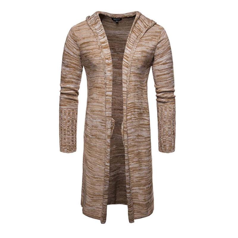 Men's Hooded Mid-length Knitted Cardigan Jacket 91738544X