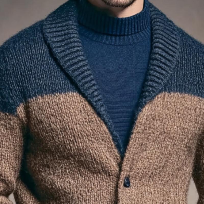 Men's Retro Casual Colorblock Knitted Cardigan